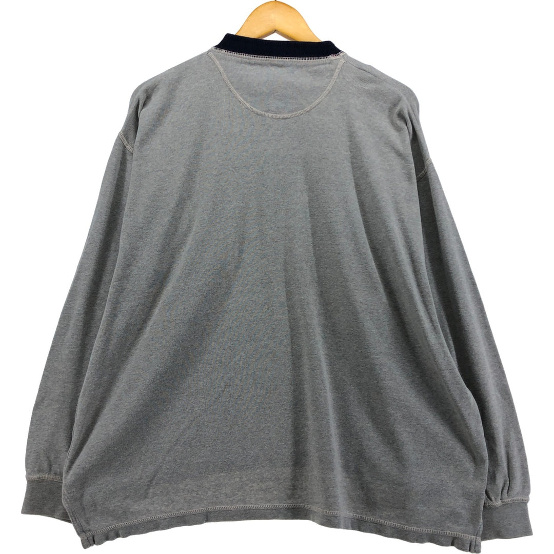 Vintage 90'S Ralph Lauren Chaps Henley-neck thermal long T-shirt, Men's XL cotton gray type Vintage Second Hand
