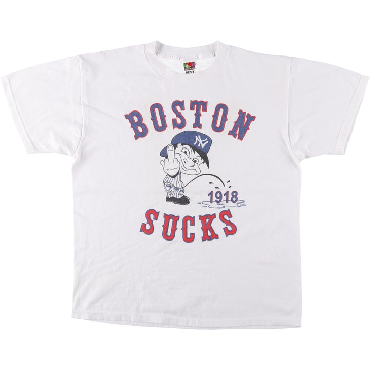 2000'S Fruit of the Loom New York Yankees Boston Red Sox Print T-Shirt, Men's Size L cotton white type Vintage Second Hand