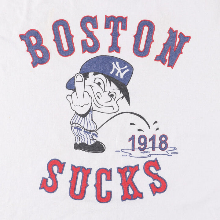 2000'S Fruit of the Loom New York Yankees Boston Red Sox Print T-Shirt, Men's Size L cotton white type Vintage Second Hand