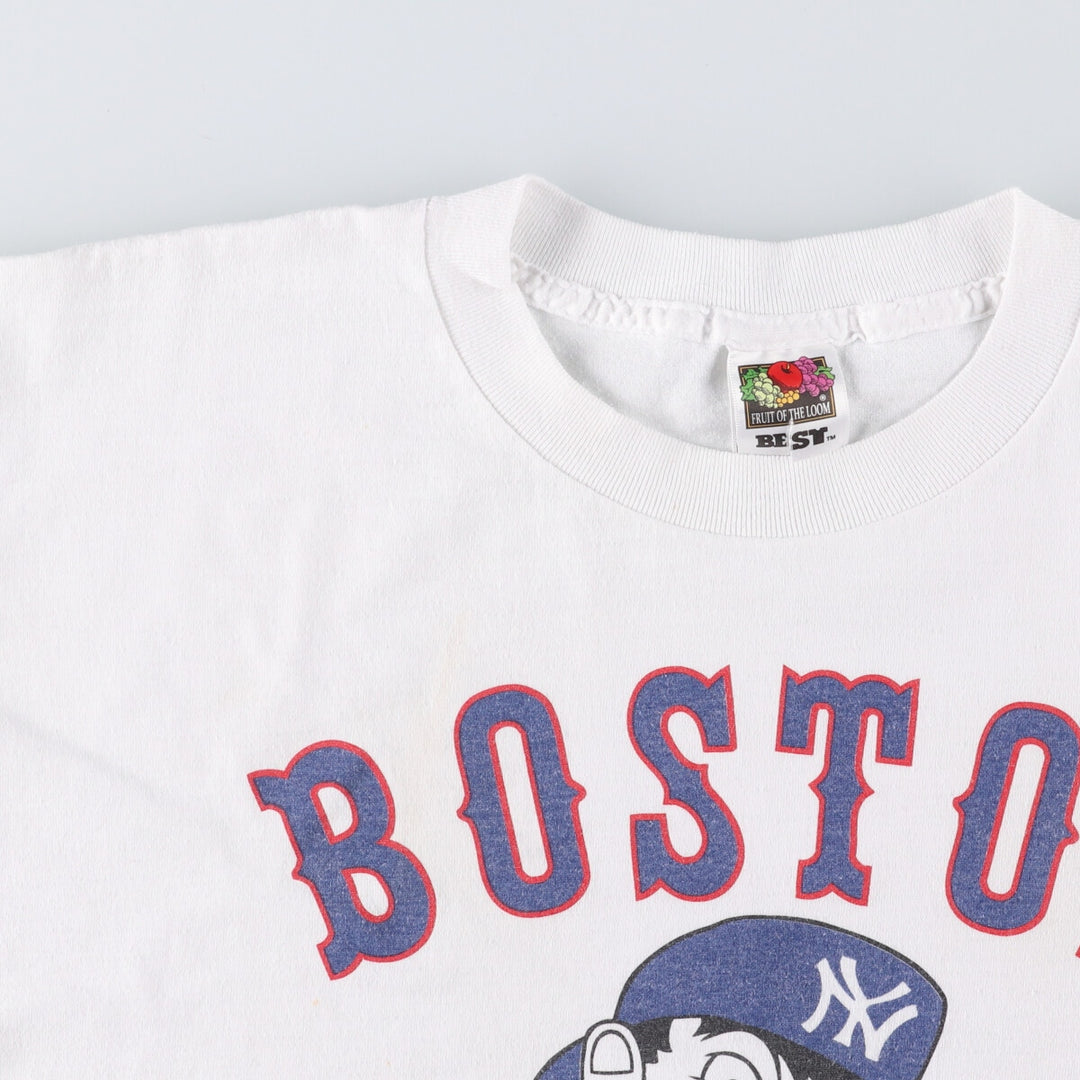 2000'S Fruit of the Loom New York Yankees Boston Red Sox Print T-Shirt, Men's Size L cotton white type Vintage Second Hand