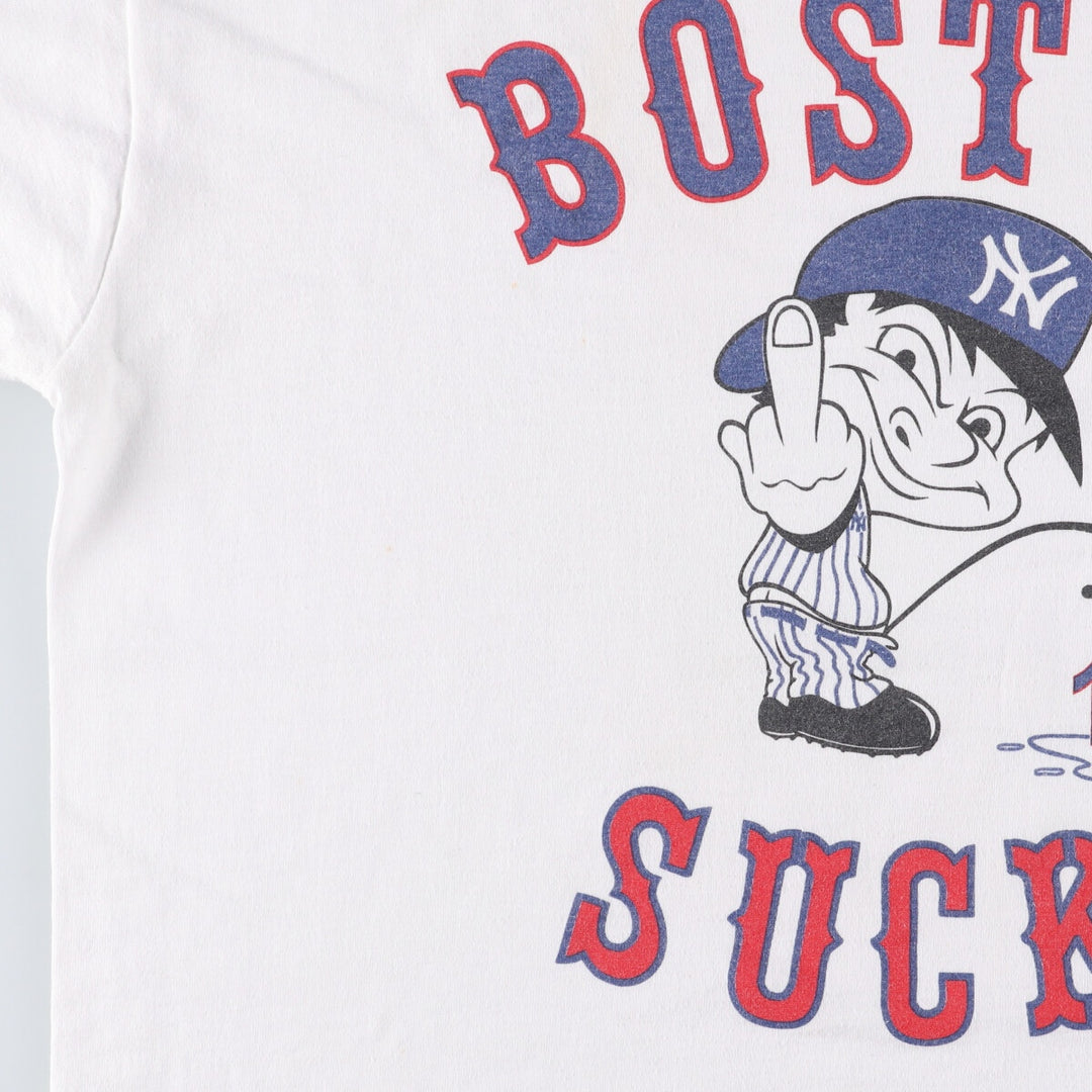 2000'S Fruit of the Loom New York Yankees Boston Red Sox Print T-Shirt, Men's Size L cotton white type Vintage Second Hand