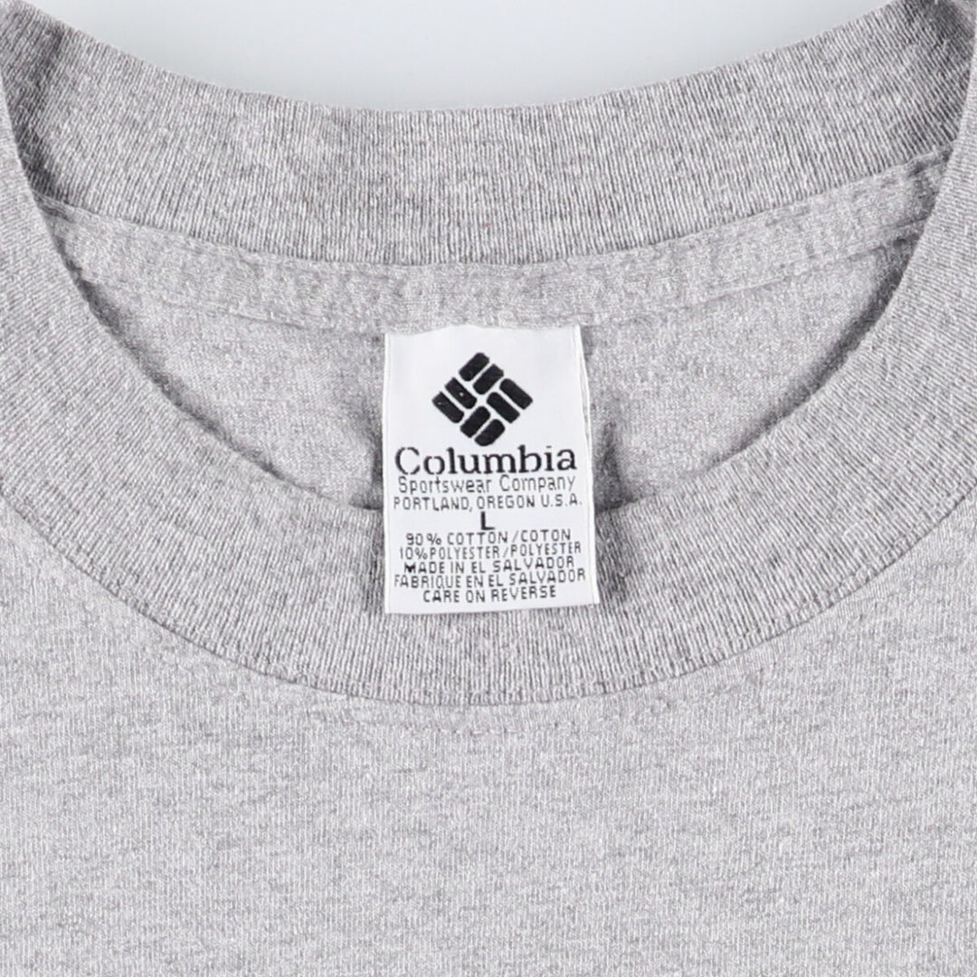 90'S Vintage Columbia Short Sleeve Logo T-Shirt, Men's Size L cotton gray type Vintage Second Hand