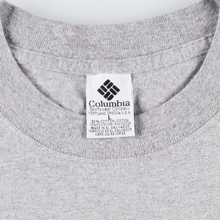 90'S Vintage Columbia Short Sleeve Logo T-Shirt, Men's Size L cotton gray type Vintage Second Hand