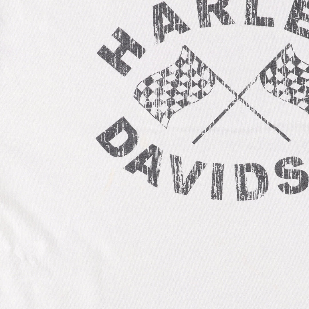 2000'S Harley-Davidson Checkered Flag Ringer T-Shirt, Men's XXL cotton white type Vintage Second Hand