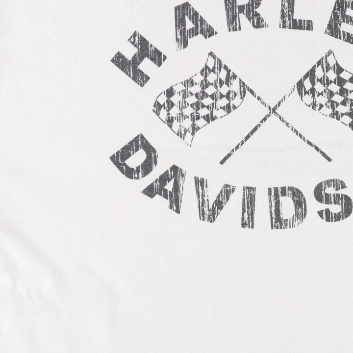 2000'S Harley-Davidson Checkered Flag Ringer T-Shirt, Men's XXL cotton white type Vintage Second Hand