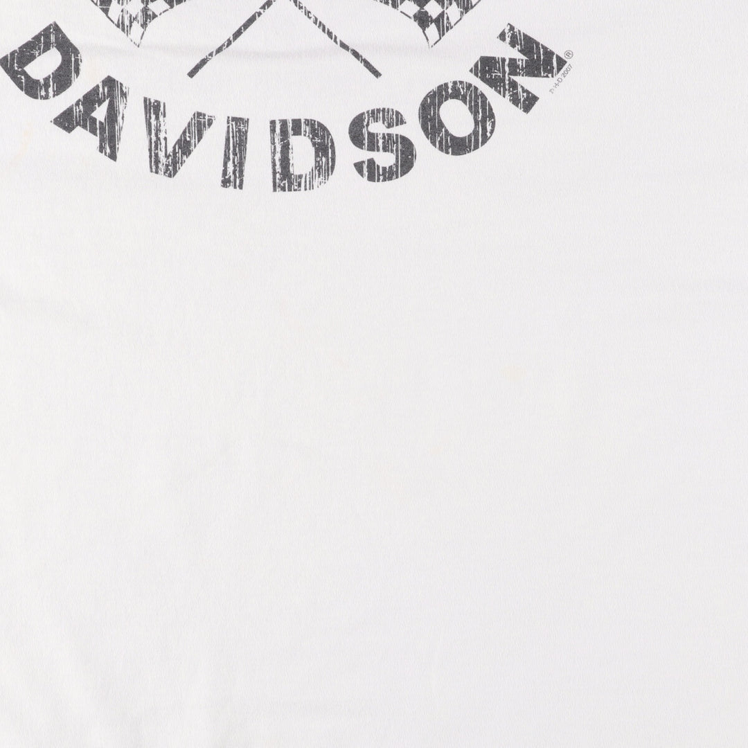 2000'S Harley-Davidson Checkered Flag Ringer T-Shirt, Men's XXL cotton white type Vintage Second Hand
