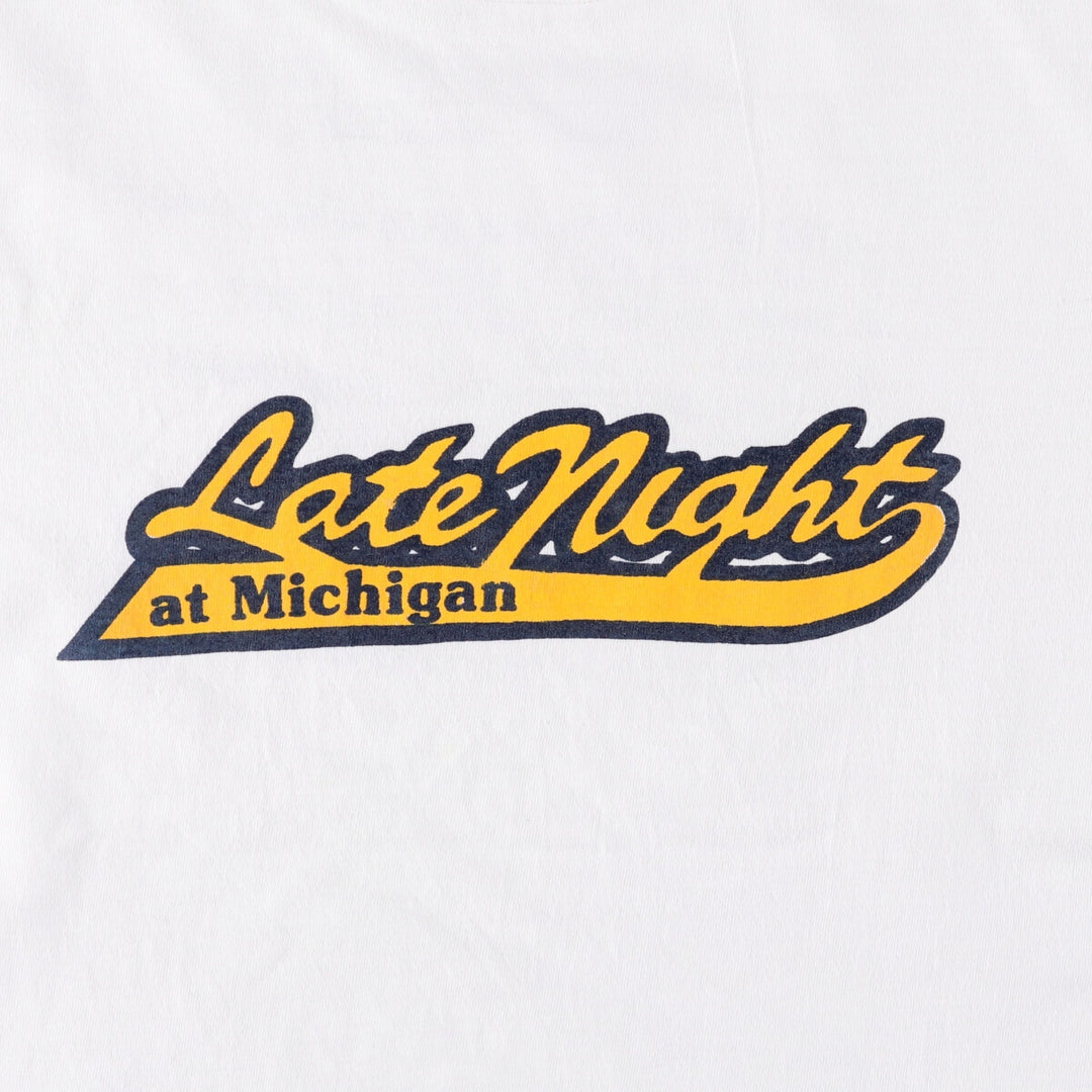 90'S Oneita University of Michigan Print T-Shirt, Made in USA, Men's Size Large, Vintage cotton white type Vintage Second Hand