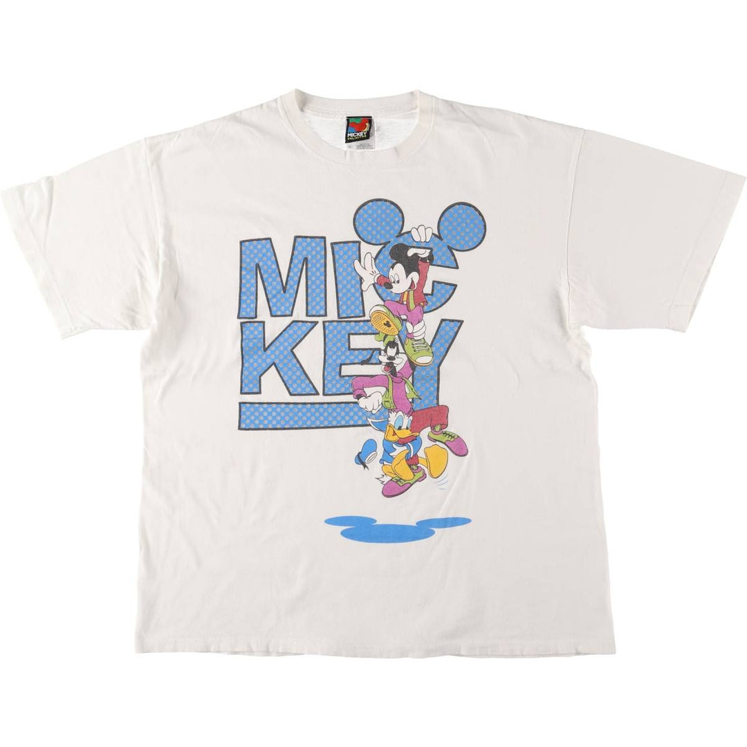 90'S MICKEY UNLIMITED JERRY LEIGH Mickey Mouse character print T-shirt men's XL size vintage cotton white type Vintage Second Hand
