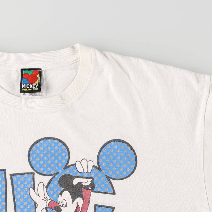 90'S MICKEY UNLIMITED JERRY LEIGH Mickey Mouse character print T-shirt men's XL size vintage cotton white type Vintage Second Hand