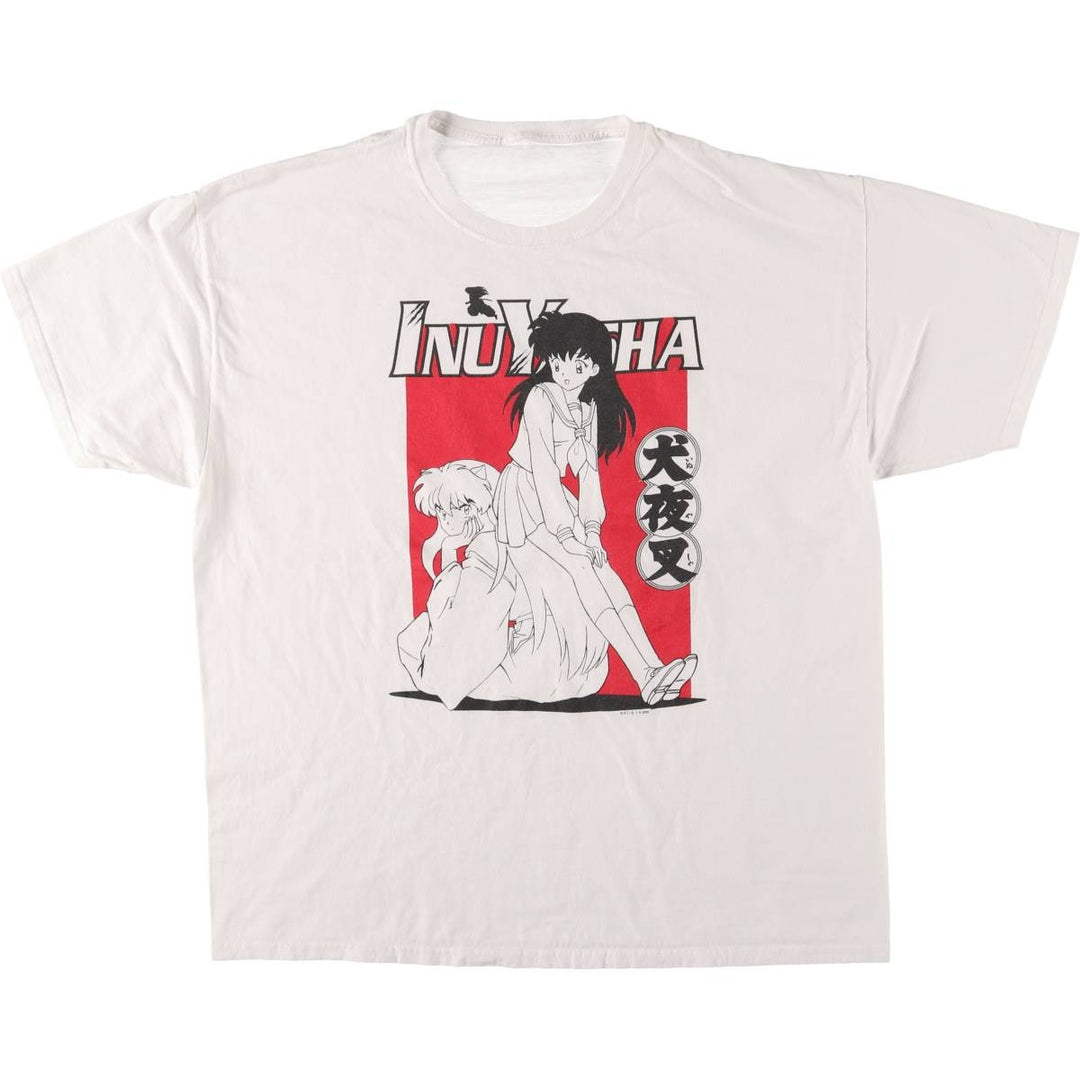 00'S INUYASHA Inuyasha Higurashi Kagome Anime Character Print T-Shirt Men's XL unclear white type Vintage Second Hand