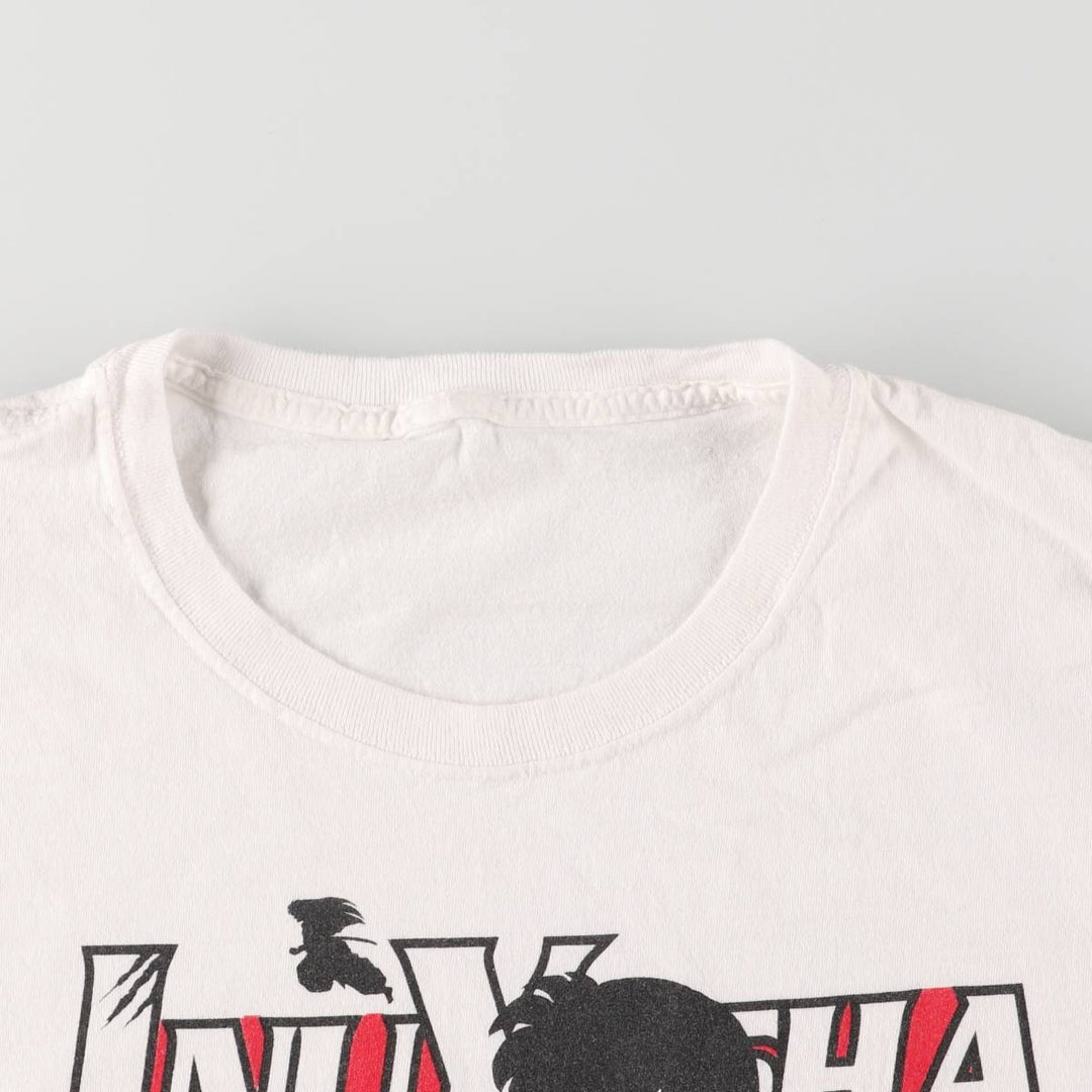 00'S INUYASHA Inuyasha Higurashi Kagome Anime Character Print T-Shirt Men's XL unclear white type Vintage Second Hand