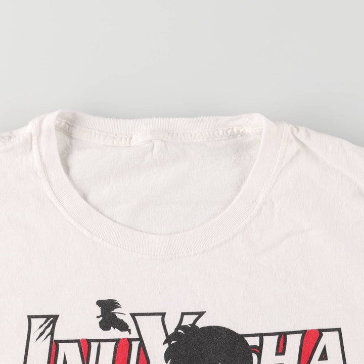 00'S INUYASHA Inuyasha Higurashi Kagome Anime Character Print T-Shirt Men's XL unclear white type Vintage Second Hand