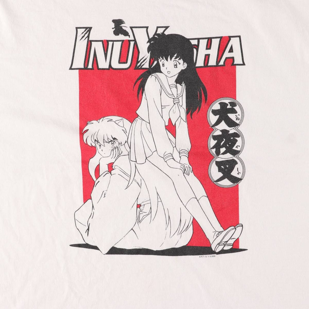 00'S INUYASHA Inuyasha Higurashi Kagome Anime Character Print T-Shirt Men's XL unclear white type Vintage Second Hand