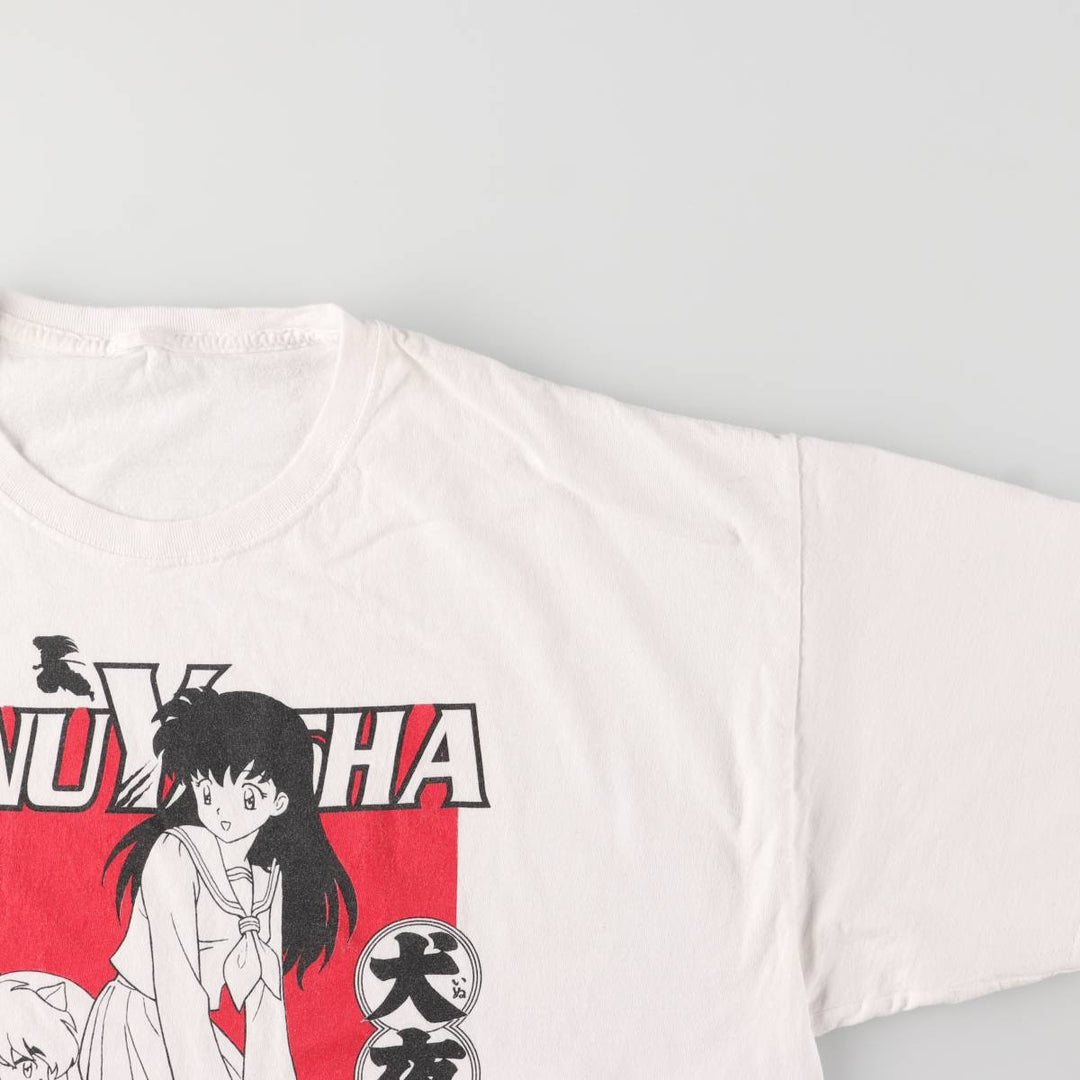 00'S INUYASHA Inuyasha Higurashi Kagome Anime Character Print T-Shirt Men's XL unclear white type Vintage Second Hand