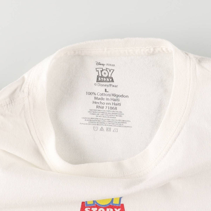 TOY STORY Character Print T-shirt, Men's L size cotton white type Vintage Second Hand