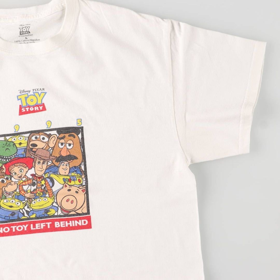 TOY STORY Character Print T-shirt, Men's L size cotton white type Vintage Second Hand