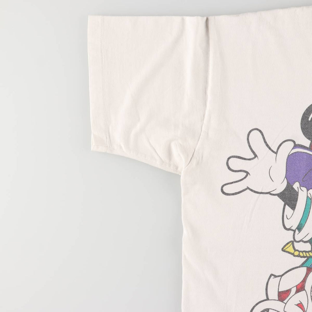 90'S Mickey Mouse Minnie Mouse character print T-shirt, made in the USA, men's size L, vintage cotton white type Vintage Second Hand