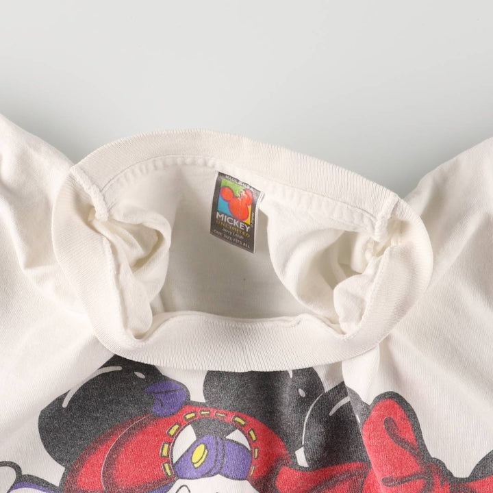90'S Mickey Mouse Minnie Mouse character print T-shirt, made in the USA, men's size L, vintage cotton white type Vintage Second Hand