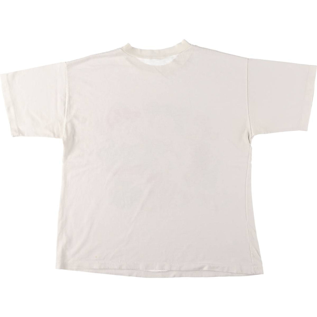 Mickey Mouse, Minnie Mouse, Donald Duck character print T-shirt, men's M size, vintage unclear white type Vintage Second Hand