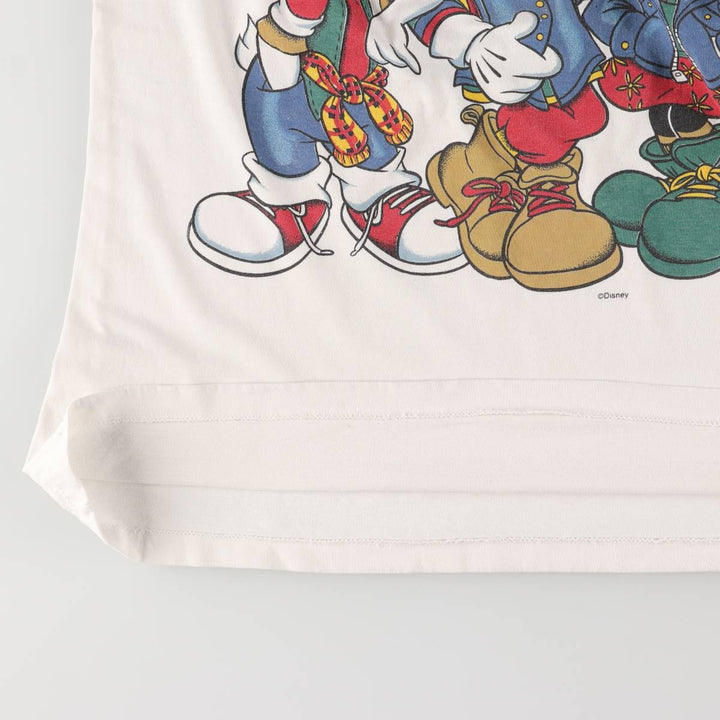 Mickey Mouse, Minnie Mouse, Donald Duck character print T-shirt, men's M size, vintage unclear white type Vintage Second Hand