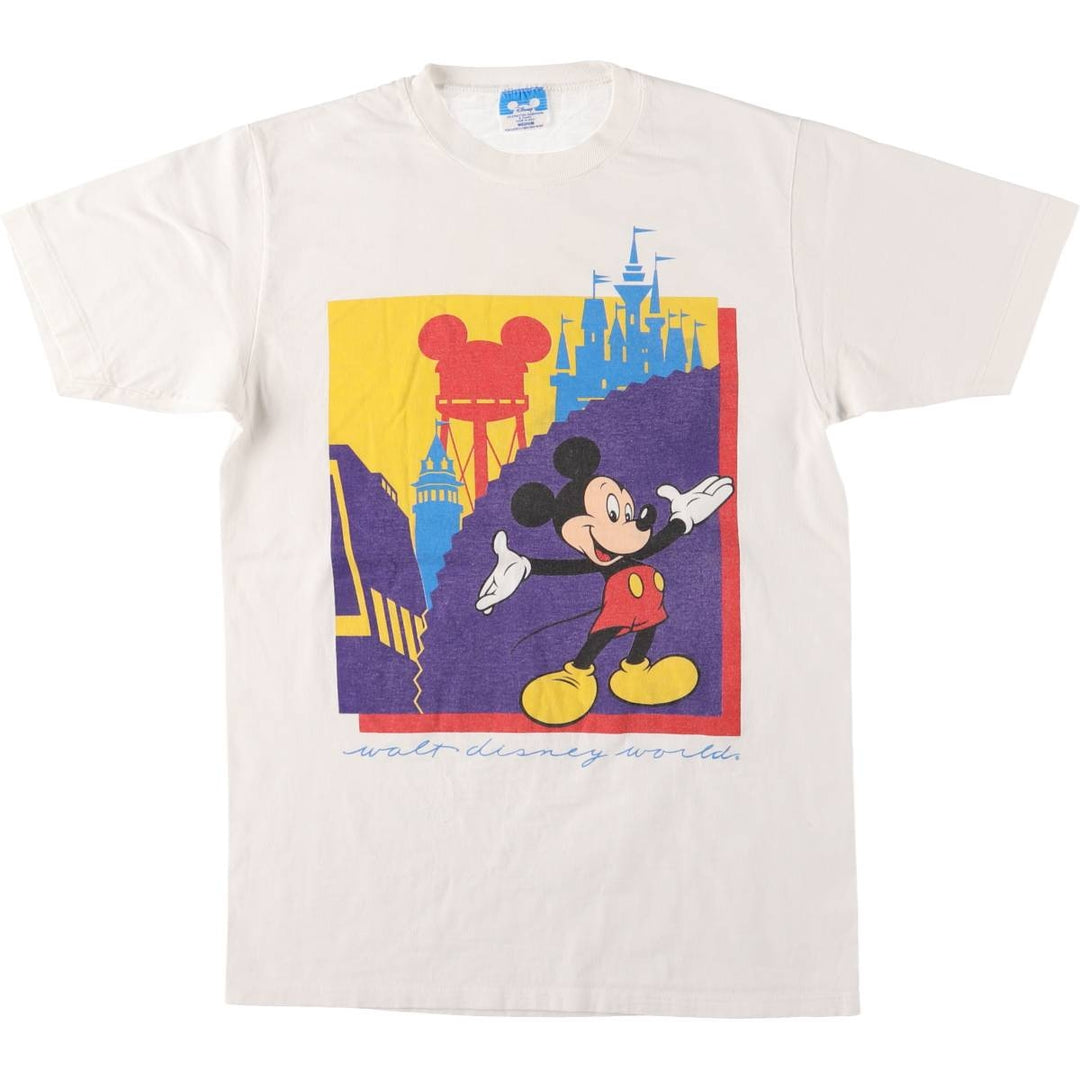 Vintage 80s-90'S Disney Mickey Mouse Character Print T-Shirt Made in USA Men's M cotton white type Vintage Second Hand