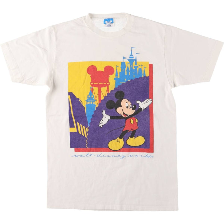 Vintage 80s-90'S Disney Mickey Mouse Character Print T-Shirt Made in USA Men's M cotton white type Vintage Second Hand
