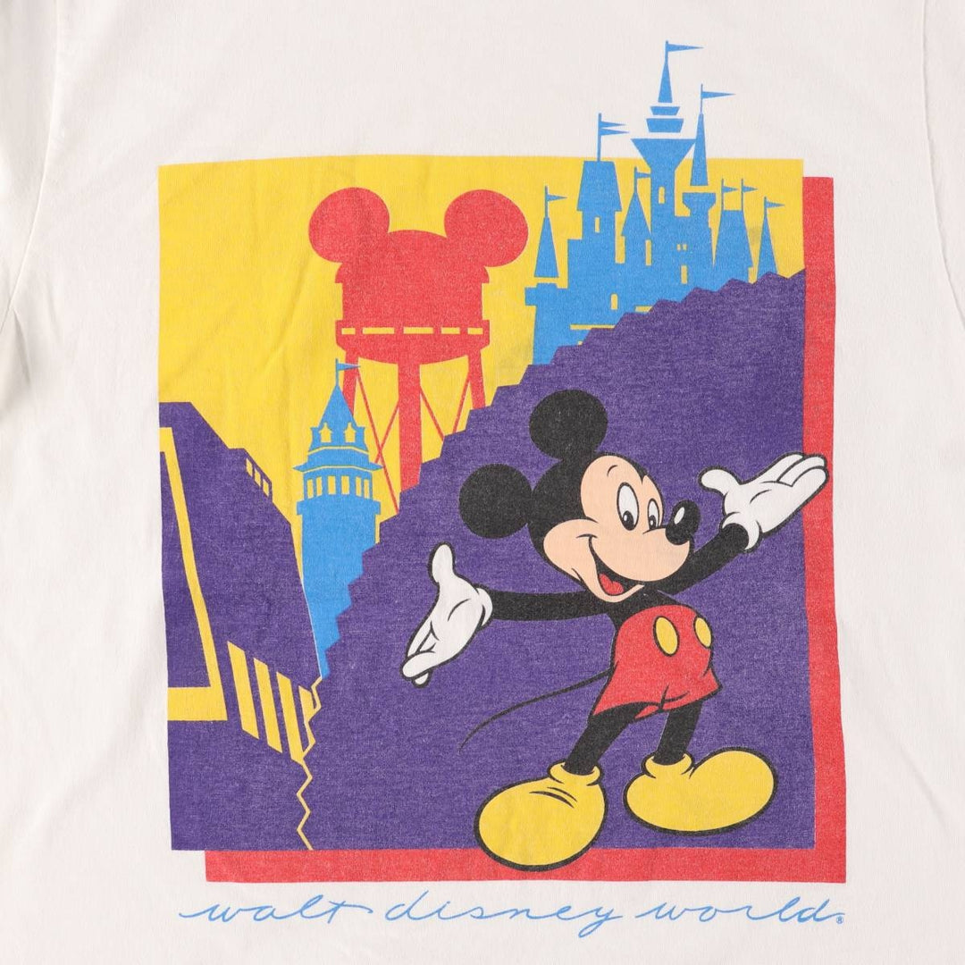 Vintage 80s-90'S Disney Mickey Mouse Character Print T-Shirt Made in USA Men's M cotton white type Vintage Second Hand