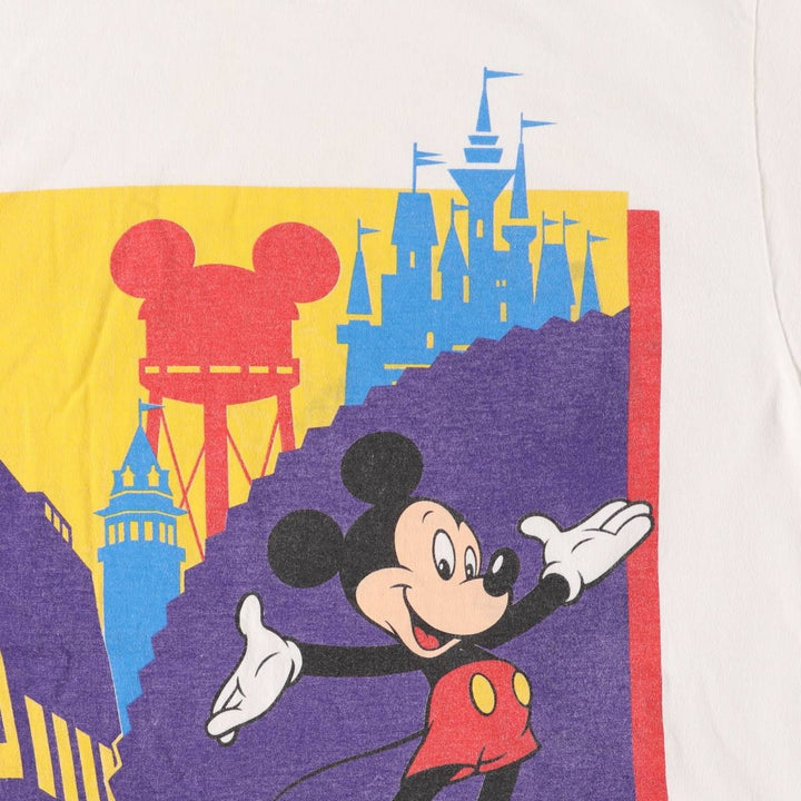 Vintage 80s-90'S Disney Mickey Mouse Character Print T-Shirt Made in USA Men's M cotton white type Vintage Second Hand