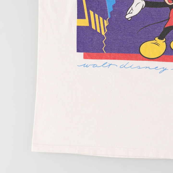 Vintage 80s-90'S Disney Mickey Mouse Character Print T-Shirt Made in USA Men's M cotton white type Vintage Second Hand
