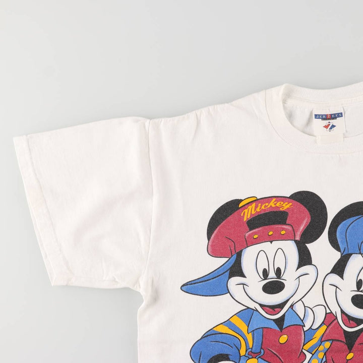 90'S JERZEES Mickey Mouse Minnie Mouse character print T-shirt, men's size S, vintage unclear white type Vintage Second Hand