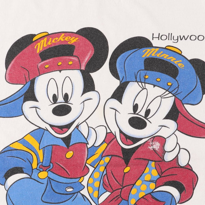 90'S JERZEES Mickey Mouse Minnie Mouse character print T-shirt, men's size S, vintage unclear white type Vintage Second Hand