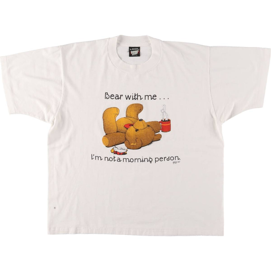 90'S Screen Stars Teddy Bear Print T-Shirt, Made in USA, Men's XL (approx.), Vintage cotton white type Vintage Second Hand