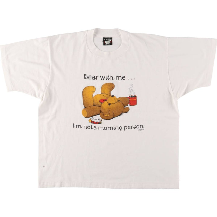 90'S Screen Stars Teddy Bear Print T-Shirt, Made in USA, Men's XL (approx.), Vintage cotton white type Vintage Second Hand