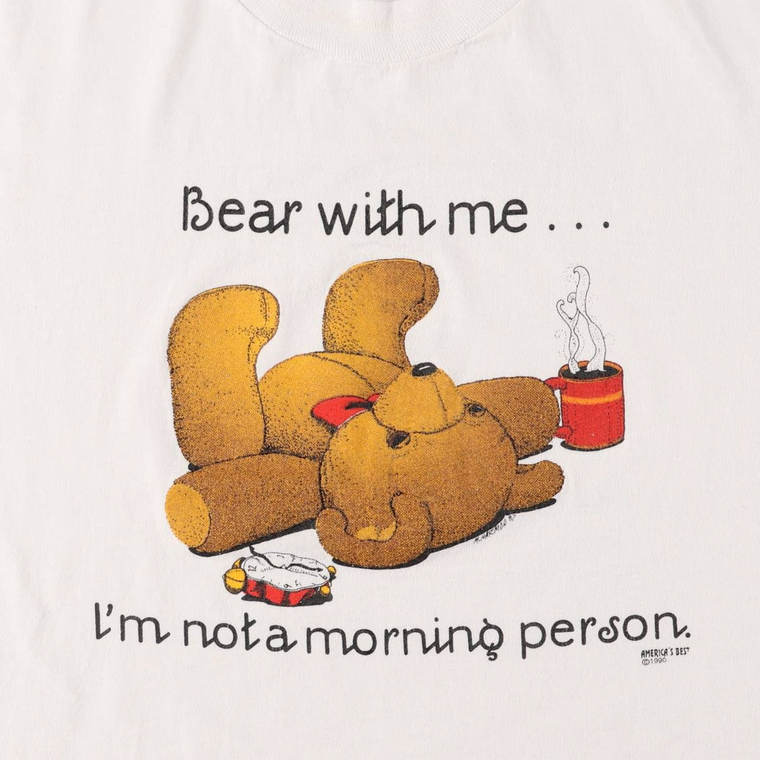 90'S Screen Stars Teddy Bear Print T-Shirt, Made in USA, Men's XL (approx.), Vintage cotton white type Vintage Second Hand