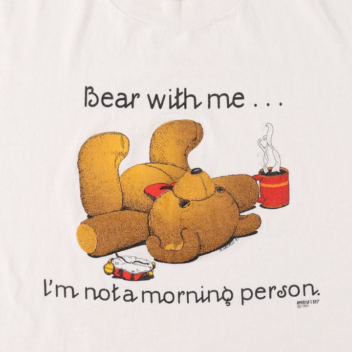 90'S Screen Stars Teddy Bear Print T-Shirt, Made in USA, Men's XL (approx.), Vintage cotton white type Vintage Second Hand
