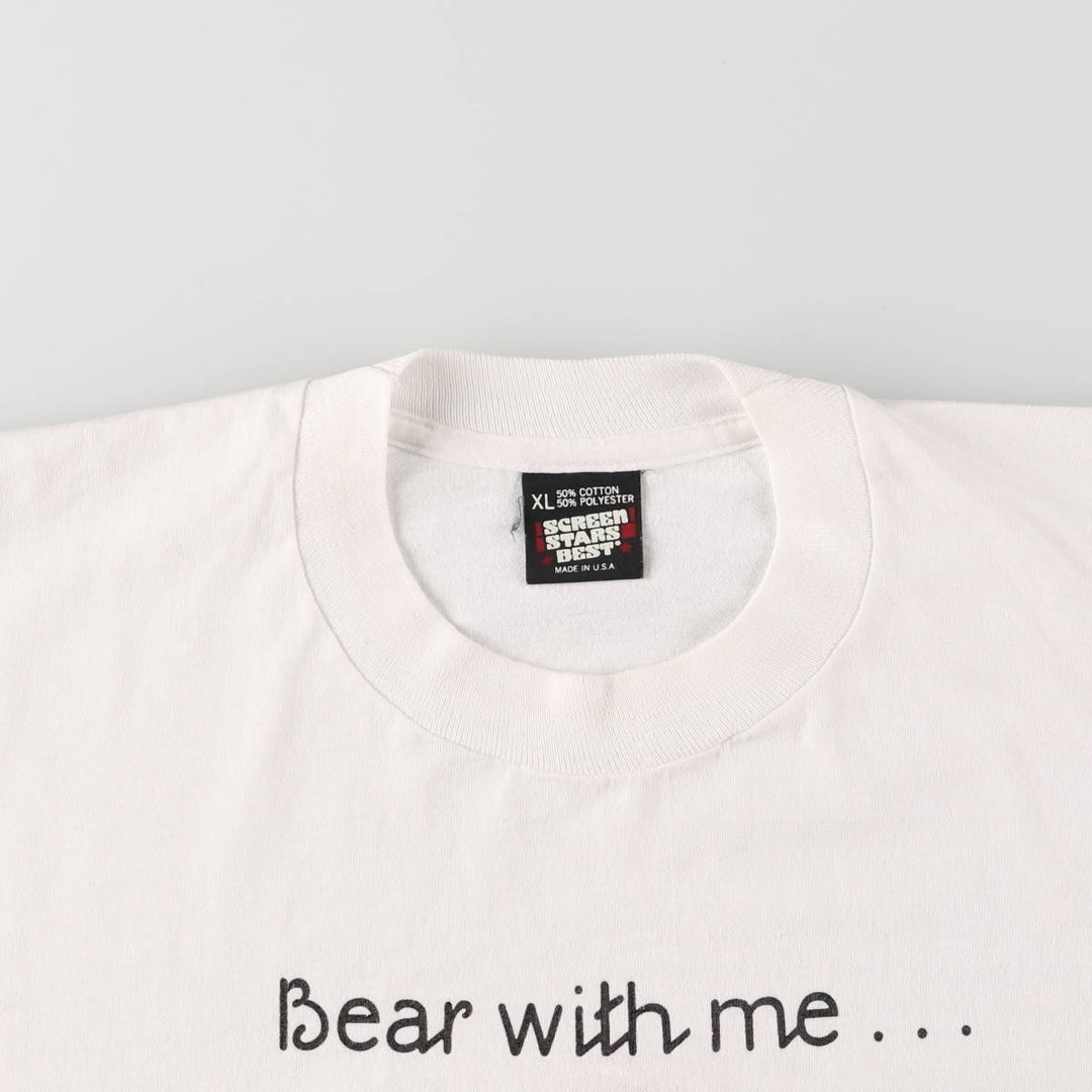 90'S Screen Stars Teddy Bear Print T-Shirt, Made in USA, Men's XL (approx.), Vintage cotton white type Vintage Second Hand