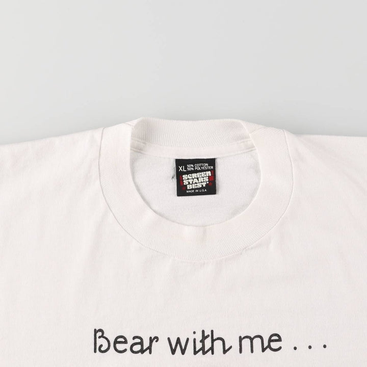 90'S Screen Stars Teddy Bear Print T-Shirt, Made in USA, Men's XL (approx.), Vintage cotton white type Vintage Second Hand