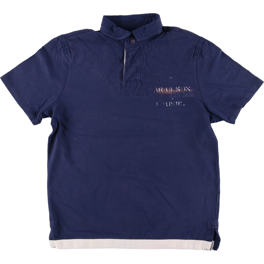 Ralph Lauren POLO by Ralph Lauren CUSTOM FIT short sleeve rugby shirt, men's size L cotton navy blue type Vintage Second Hand