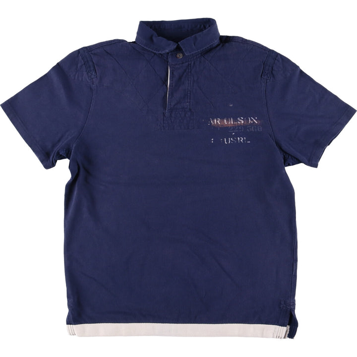 Ralph Lauren POLO by Ralph Lauren CUSTOM FIT short sleeve rugby shirt, men's size L cotton navy blue type Vintage Second Hand