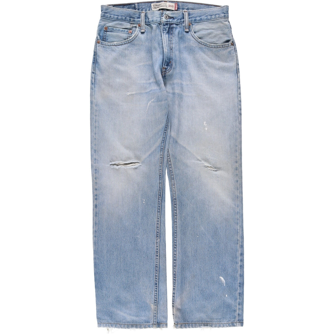 Levi's 505 tapered denim pants for men, size W33 cotton Blue type light blue Vintage Second Hand