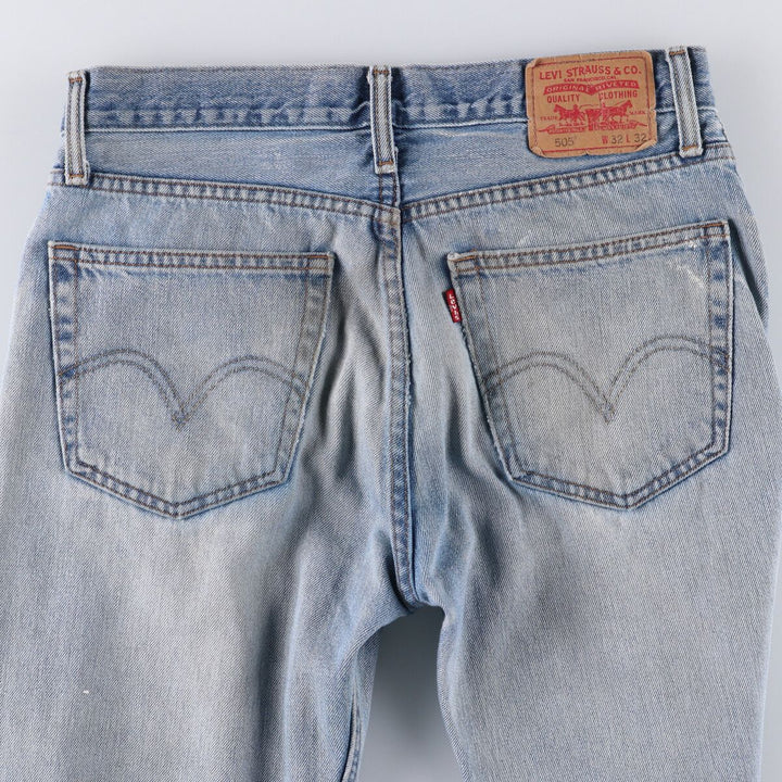 Levi's 505 tapered denim pants for men, size W33 cotton Blue type light blue Vintage Second Hand