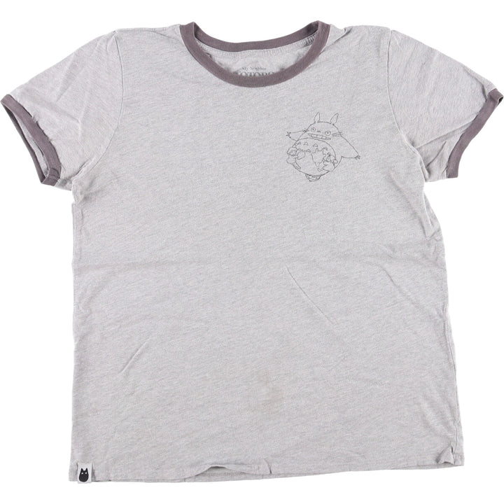 MY NEIGHBOR TOTORO My Neighbor Totoro Character Ringer T-shirt Men's L size cotton gray type Vintage Second Hand