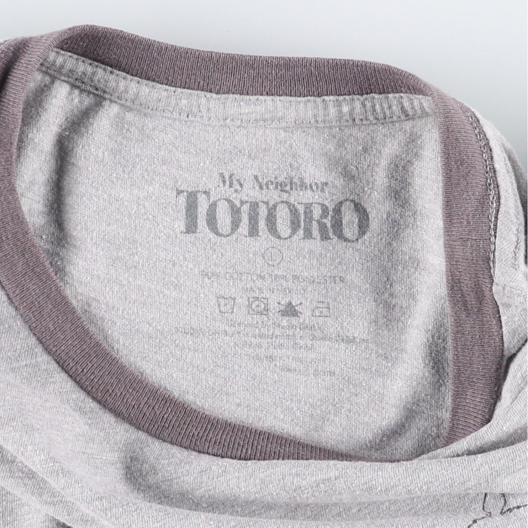 MY NEIGHBOR TOTORO My Neighbor Totoro Character Ringer T-shirt Men's L size cotton gray type Vintage Second Hand
