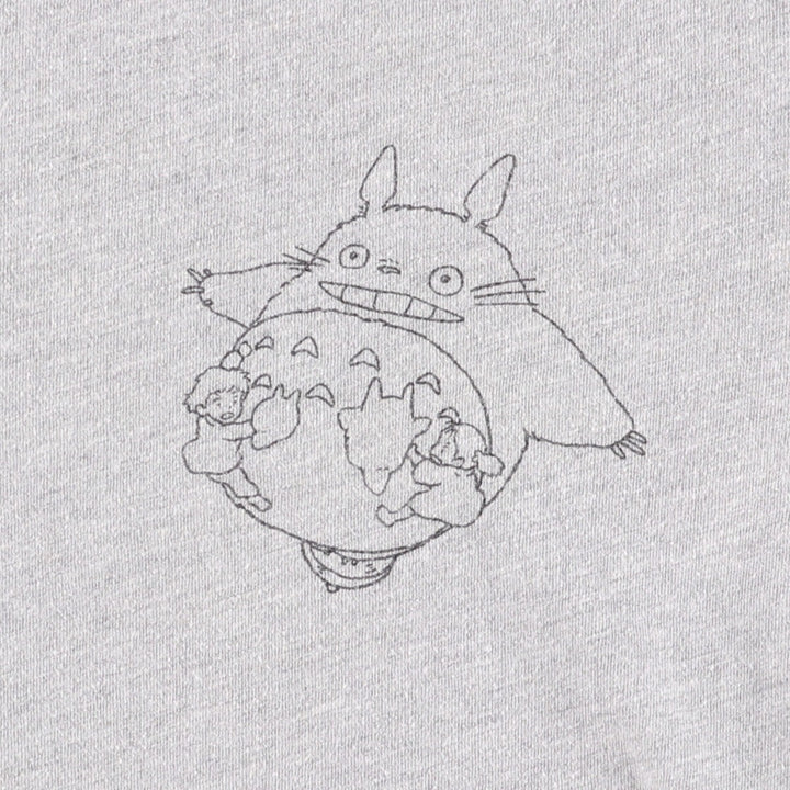 MY NEIGHBOR TOTORO My Neighbor Totoro Character Ringer T-shirt Men's L size cotton gray type Vintage Second Hand