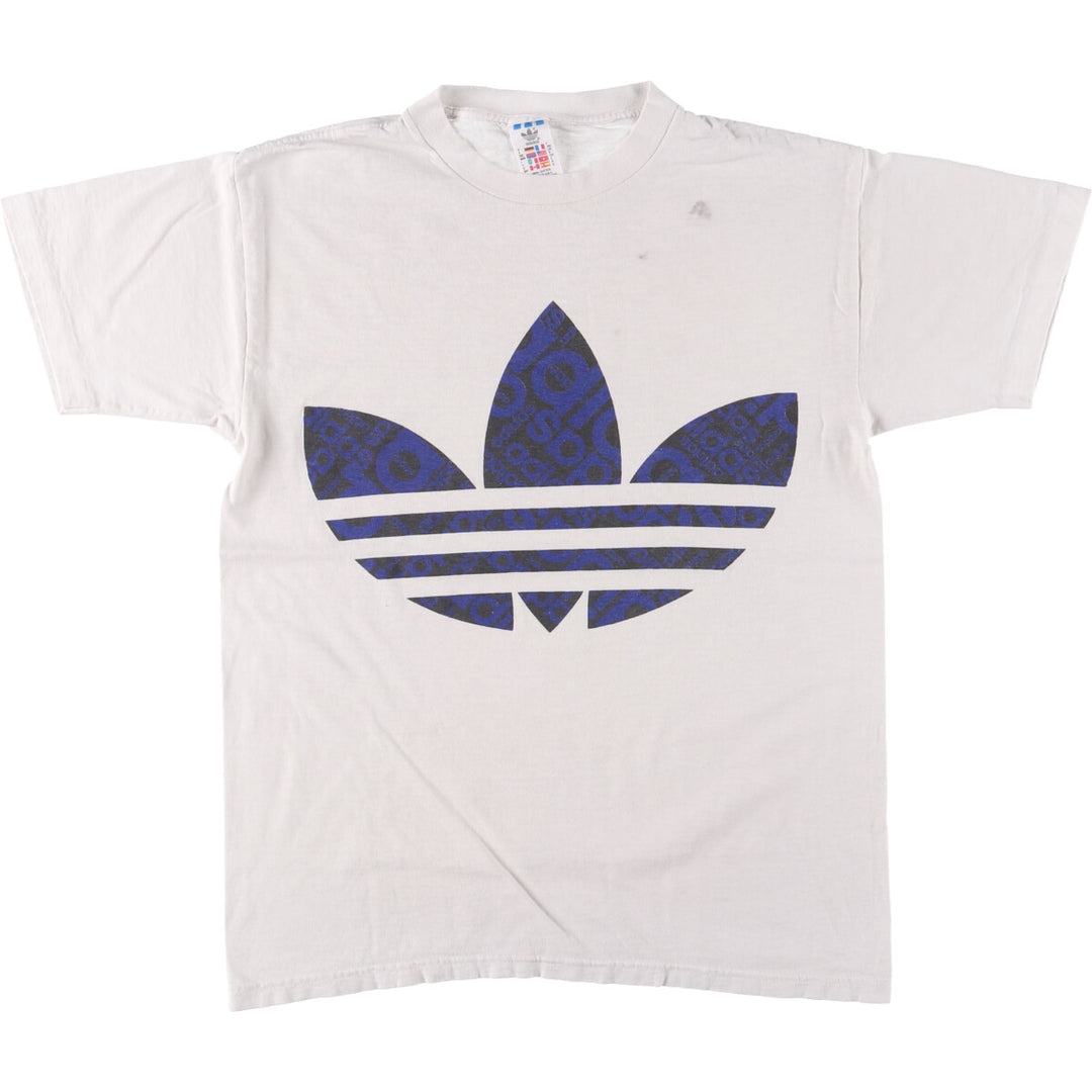 90'S Adidas Trefoil Logo Logo Print T-Shirt Made in USA Men's S Size Vintage cotton white type Vintage Second Hand