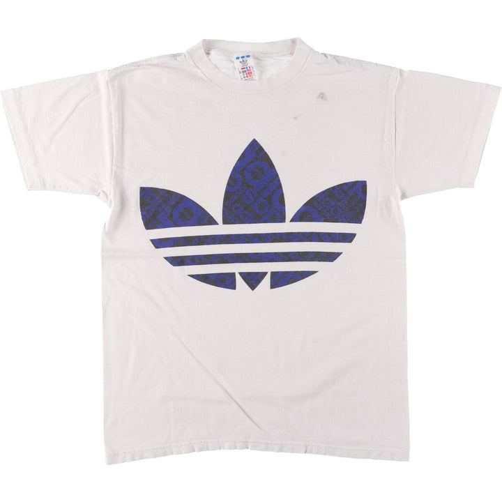 90'S Adidas Trefoil Logo Logo Print T-Shirt Made in USA Men's S Size Vintage cotton white type Vintage Second Hand