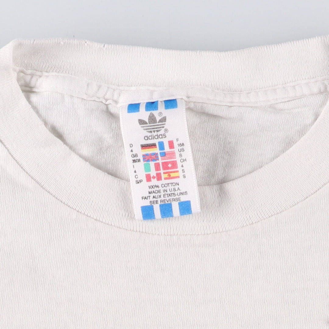 90'S Adidas Trefoil Logo Logo Print T-Shirt Made in USA Men's S Size Vintage cotton white type Vintage Second Hand