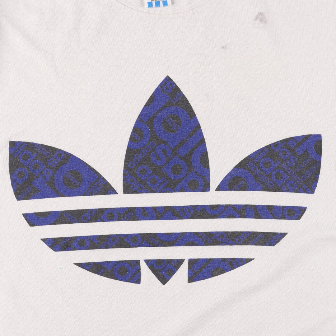 90'S Adidas Trefoil Logo Logo Print T-Shirt Made in USA Men's S Size Vintage cotton white type Vintage Second Hand