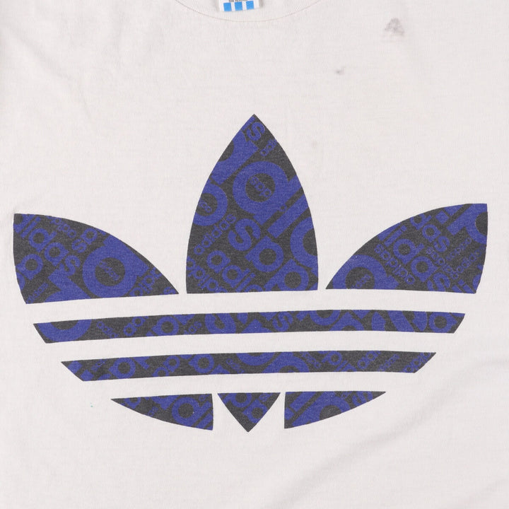 90'S Adidas Trefoil Logo Logo Print T-Shirt Made in USA Men's S Size Vintage cotton white type Vintage Second Hand