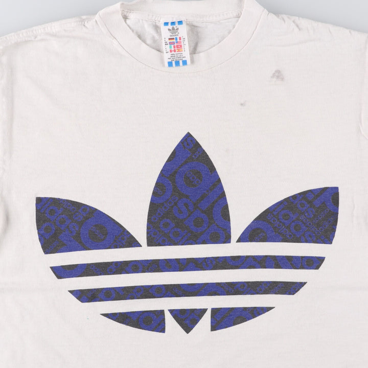 90'S Adidas Trefoil Logo Logo Print T-Shirt Made in USA Men's S Size Vintage cotton white type Vintage Second Hand